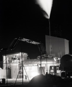 Exterior of test cell at night.