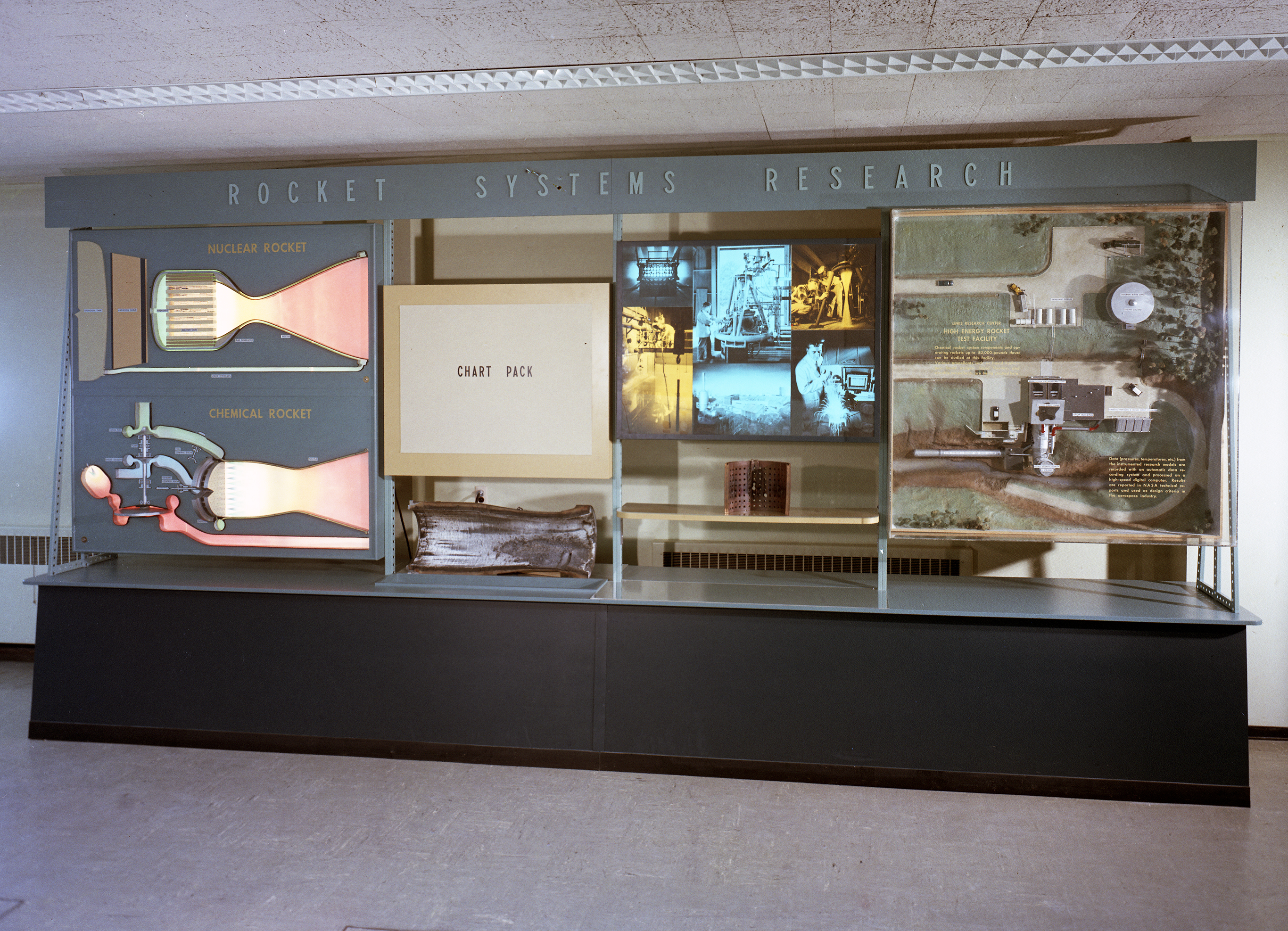 Rocket propulsion exhibit in the RETF's ROB Building lobby (1965).