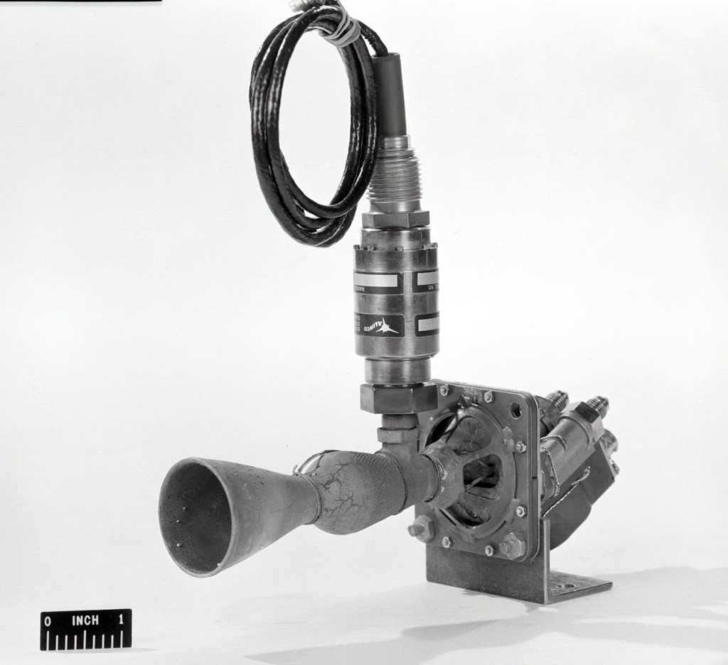 Bipropellant thruster and valve assembly.