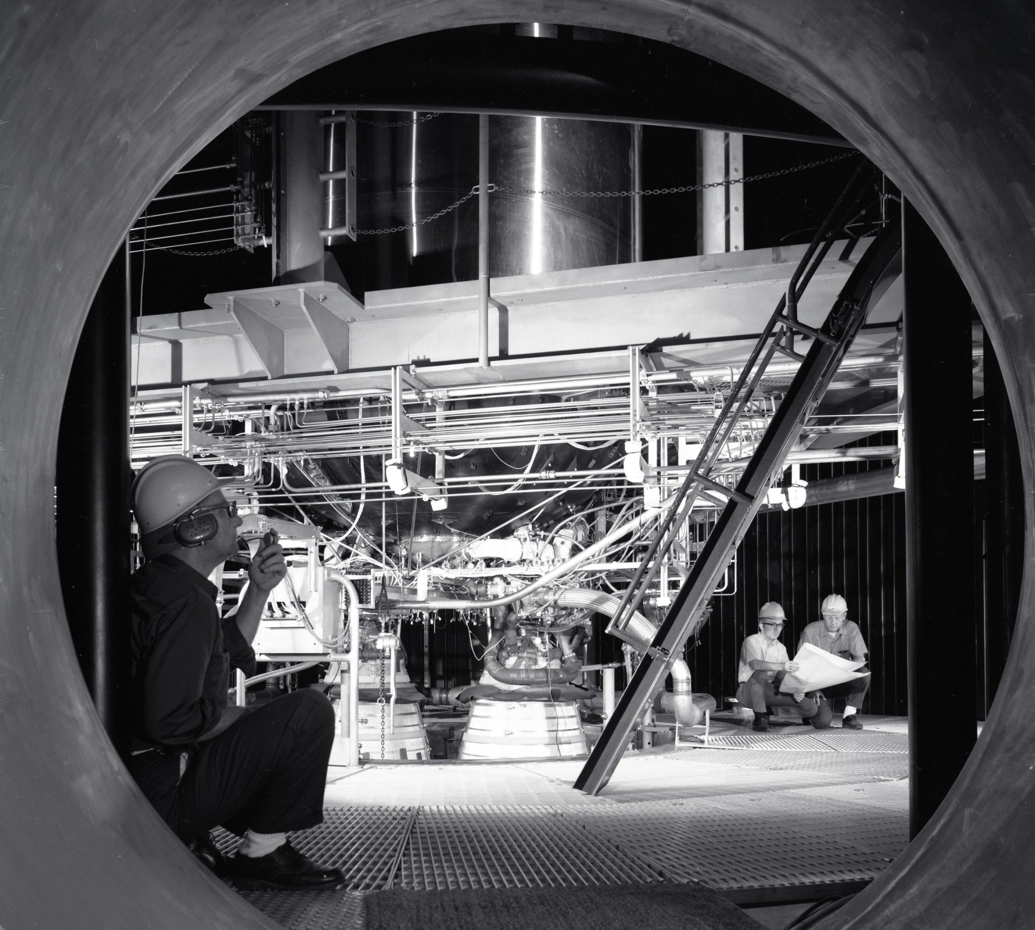 Men in test chamber,
