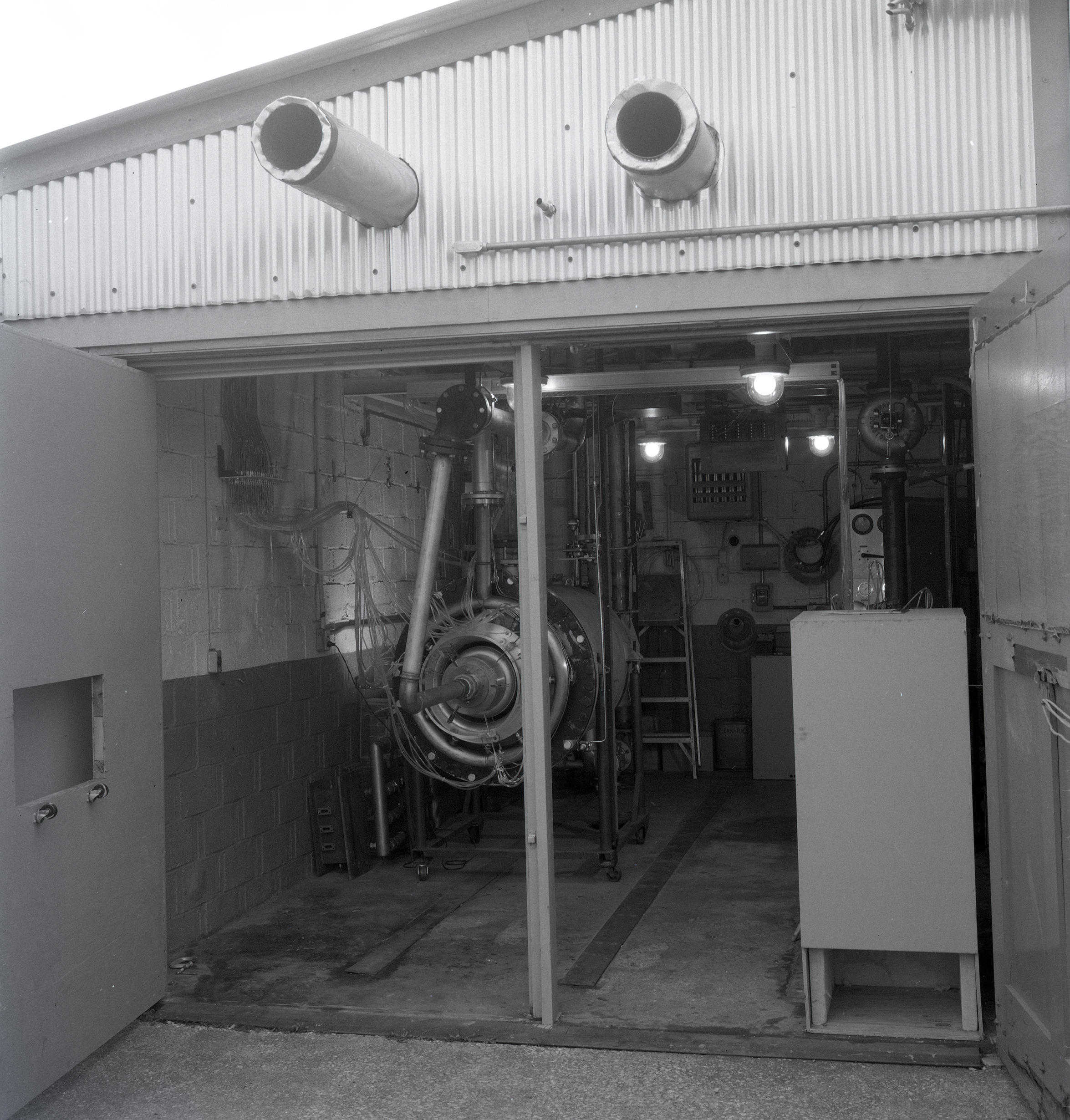 Engine in test cell.