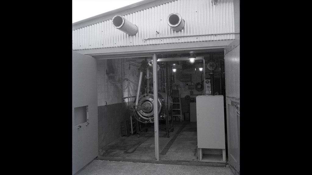 Engine in test cell.