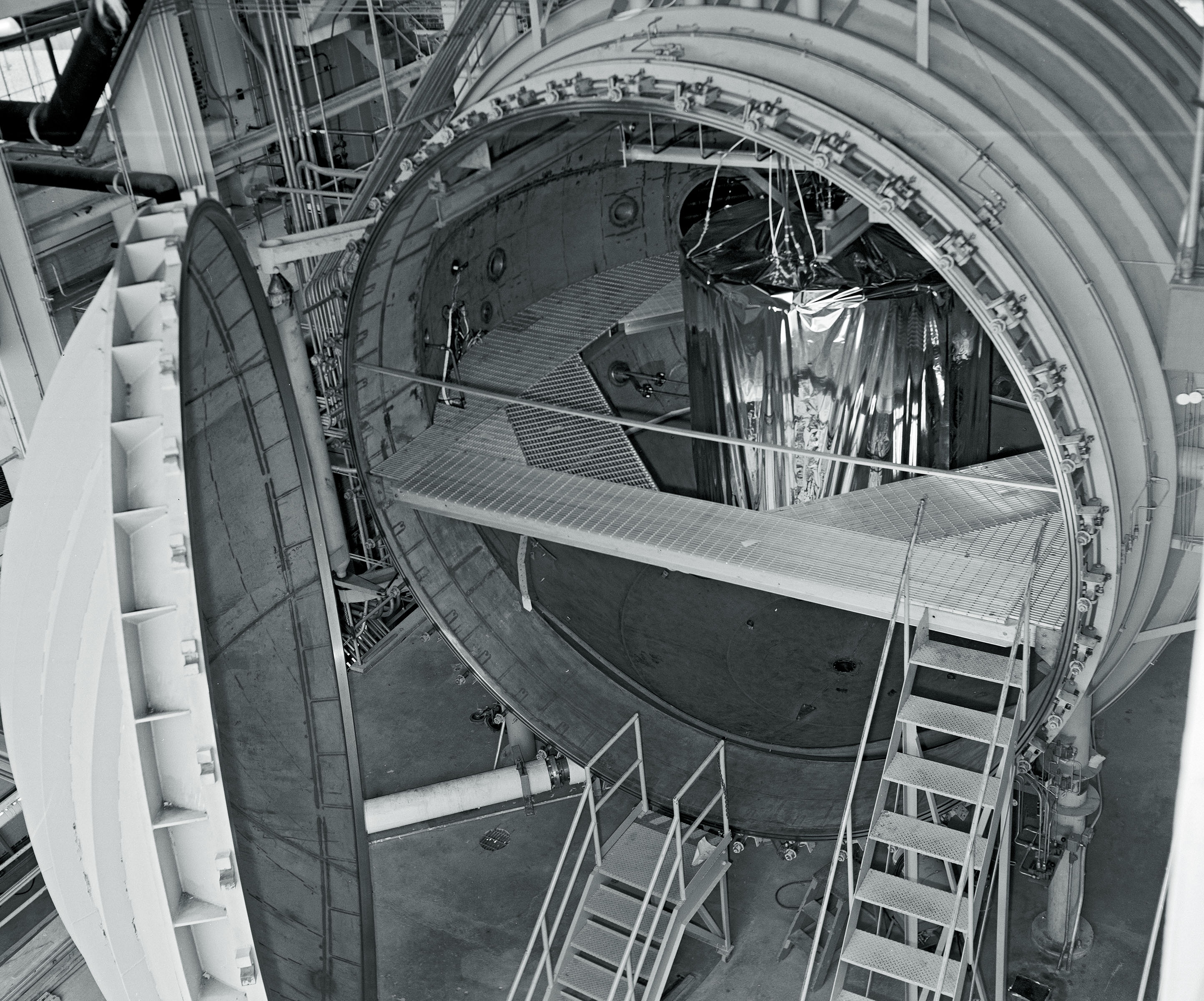 K Site chamber with door open and shroud inside.