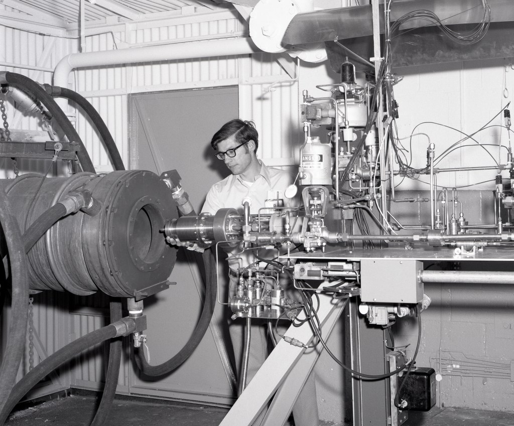 Man with test rig.