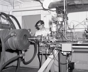 Man with test rig.
