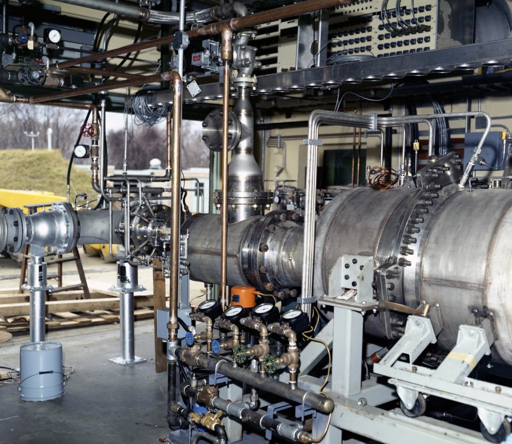 Test hardware in test cell.