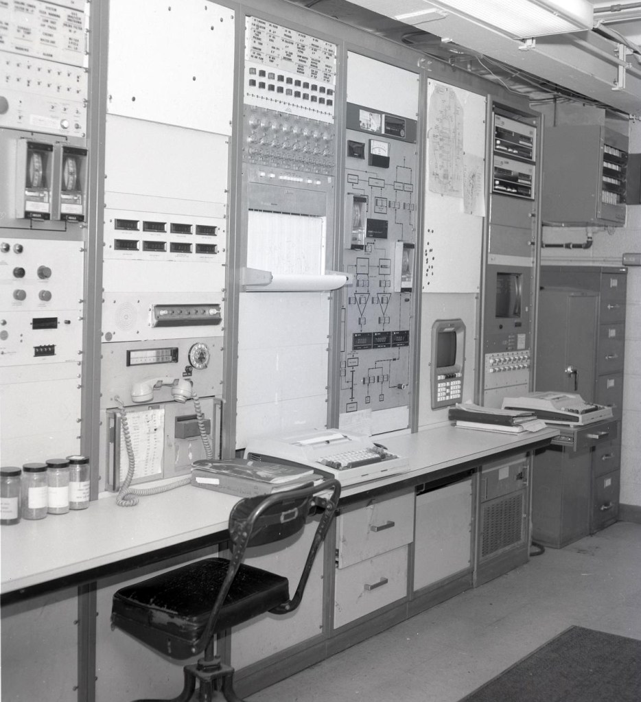 Panels in control room.