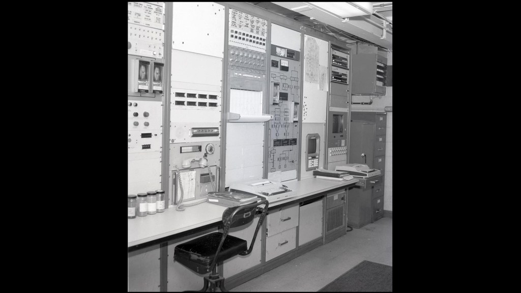 Panels in control room.