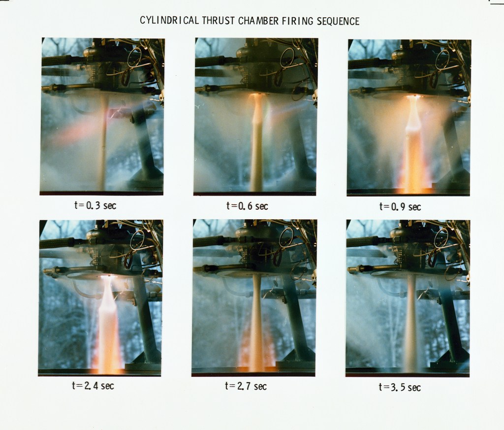 Composite photo of thrust chamber firings.