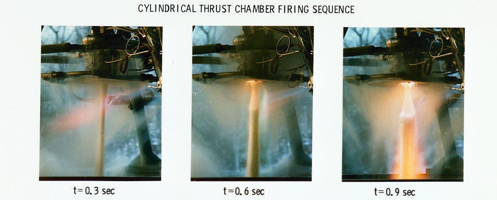 Composite photo of thrust chamber firings.
