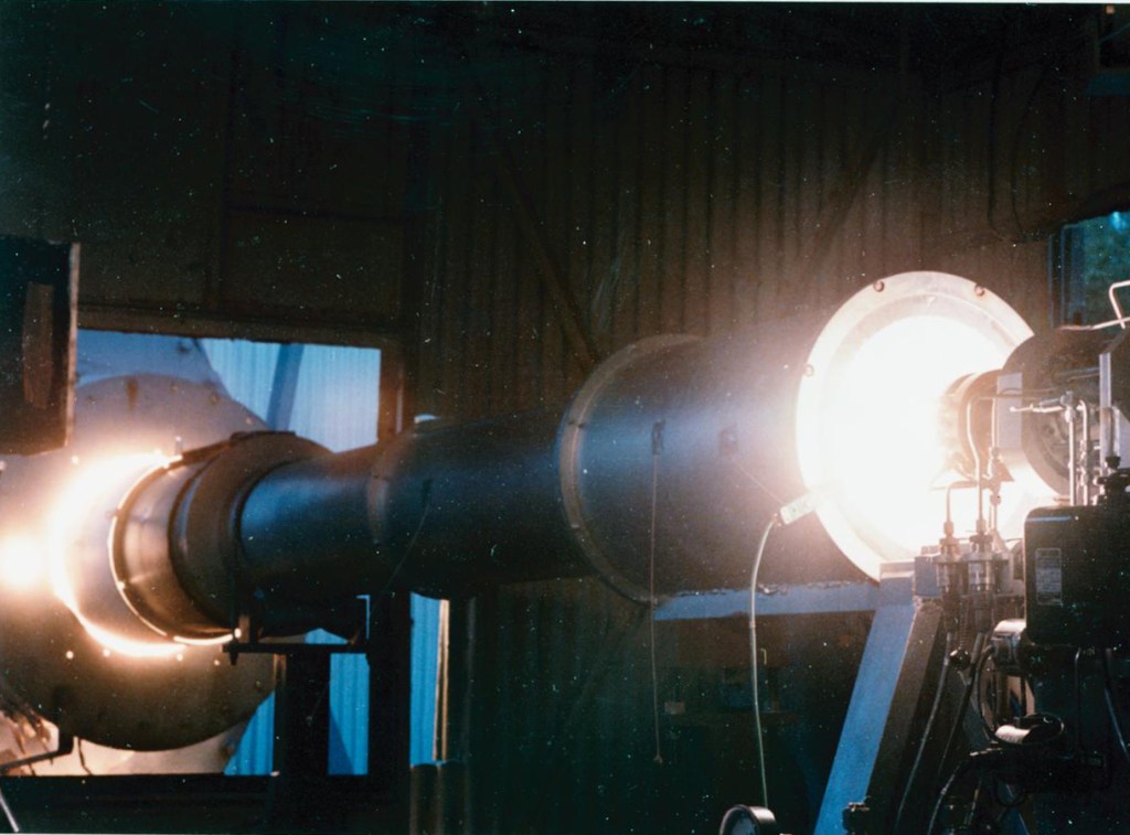 Nozzle firing in test cell.