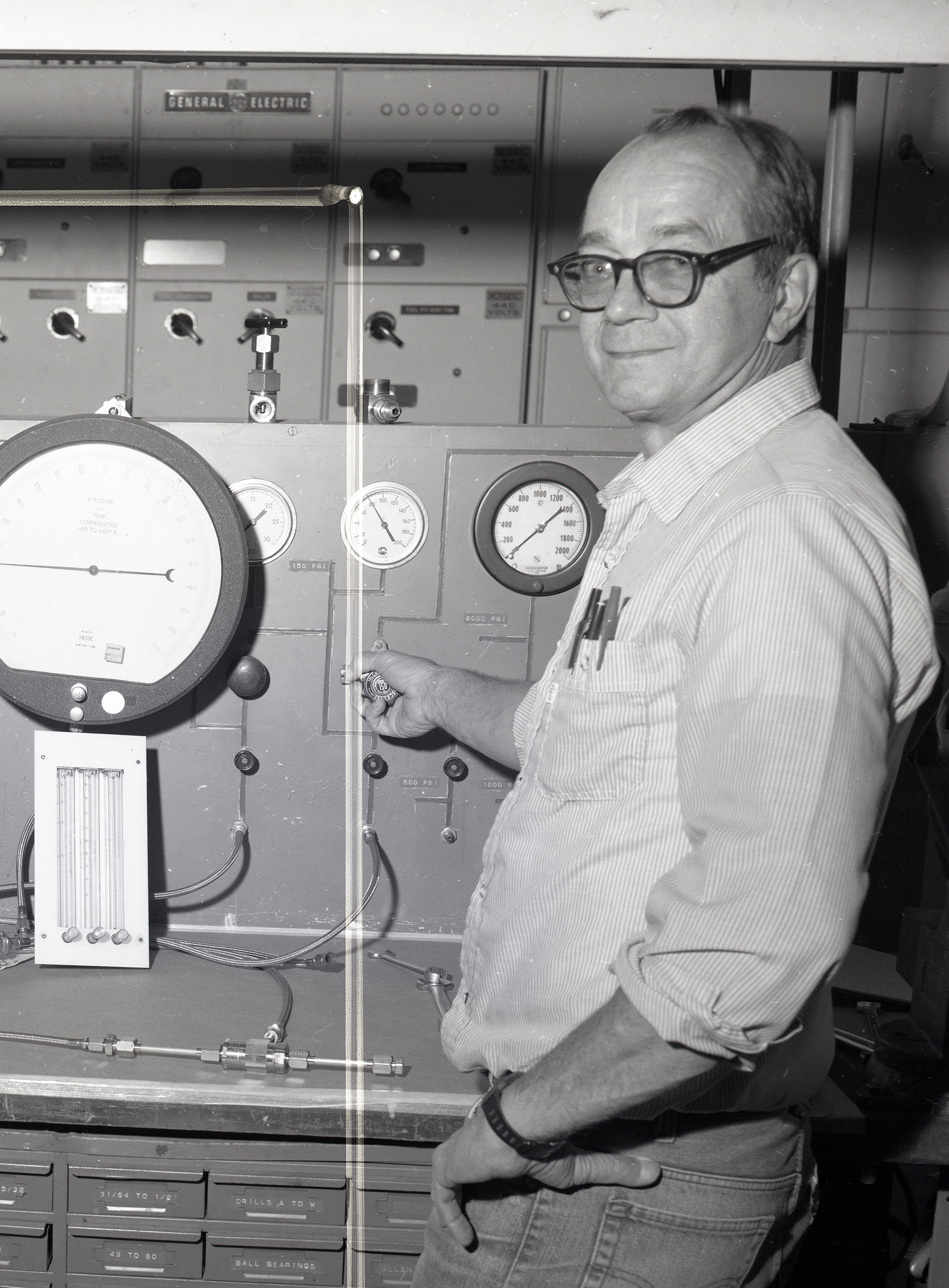 Man at control panel