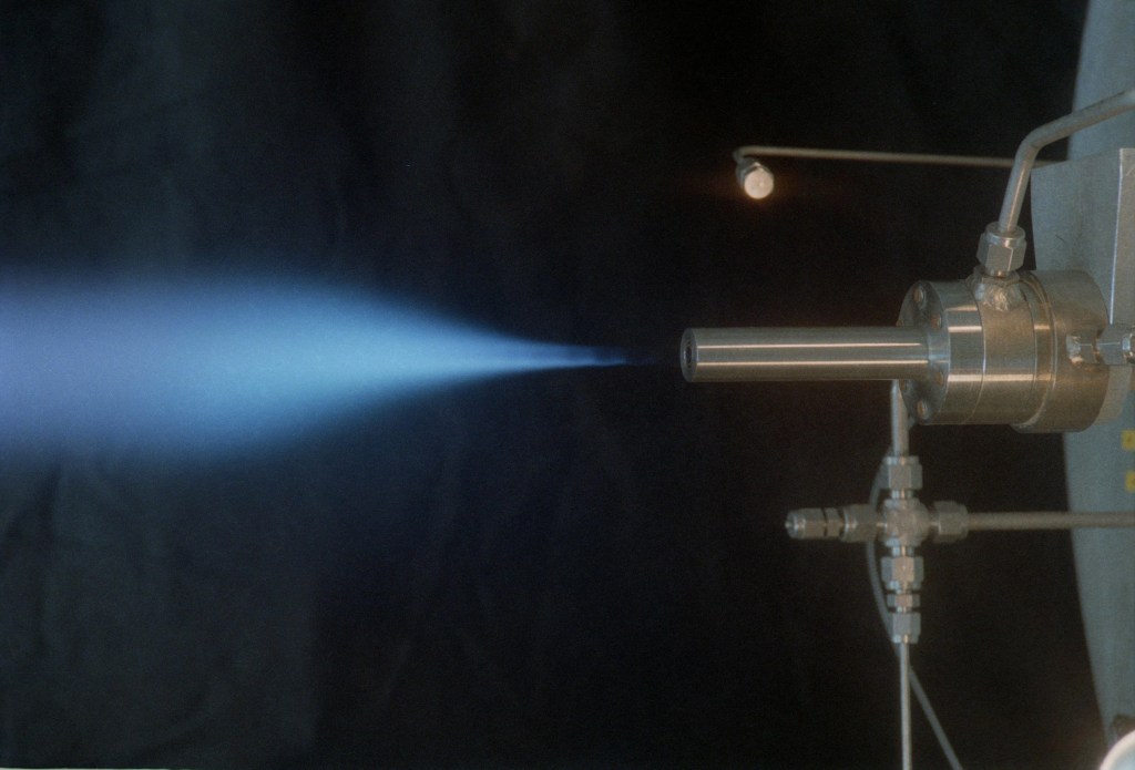Nozzle firing horizontally.