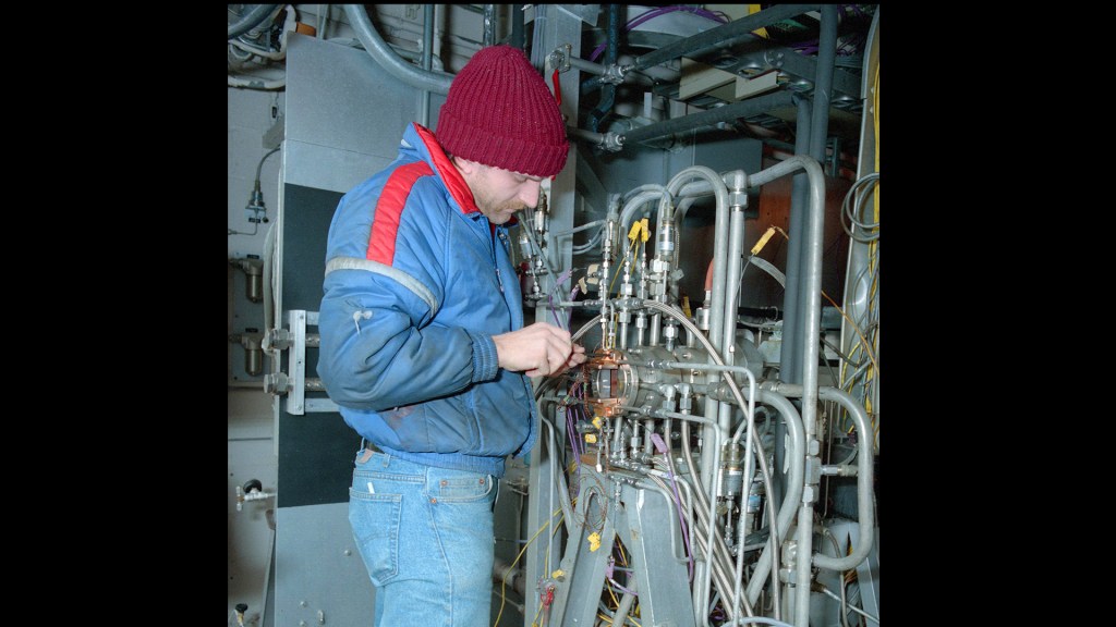 Man with test rig.