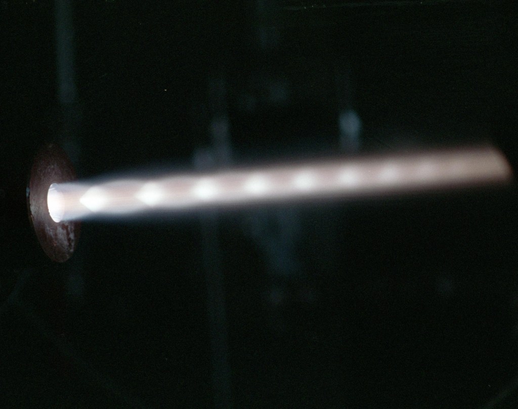 Horizontal rocket firing.