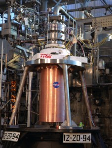Rocket engine in test stand
