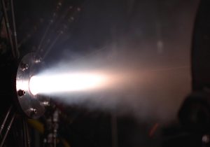 Thruster firing horizontally.