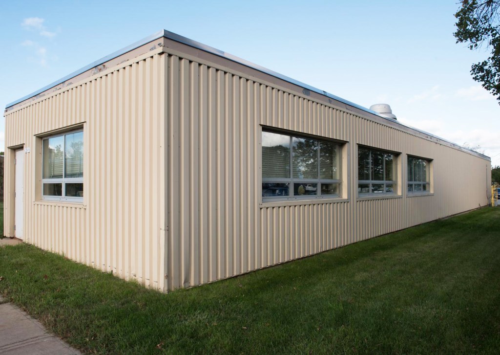 Exterior of small building.