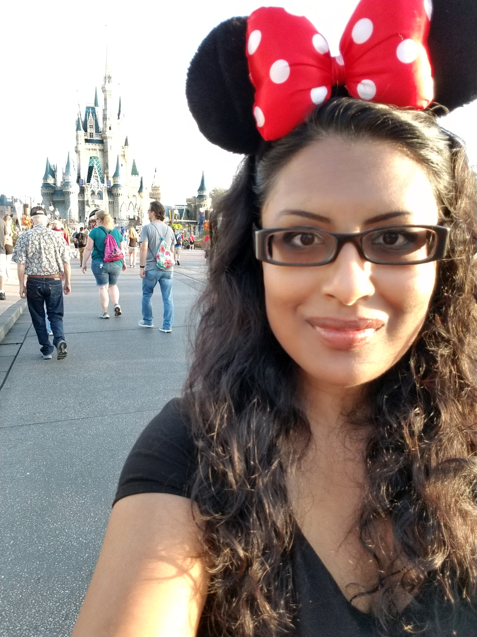 A woman as Disney World wearing a