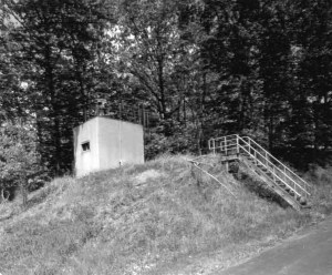 View up at the RETF's concrete Observation Blockhouse.