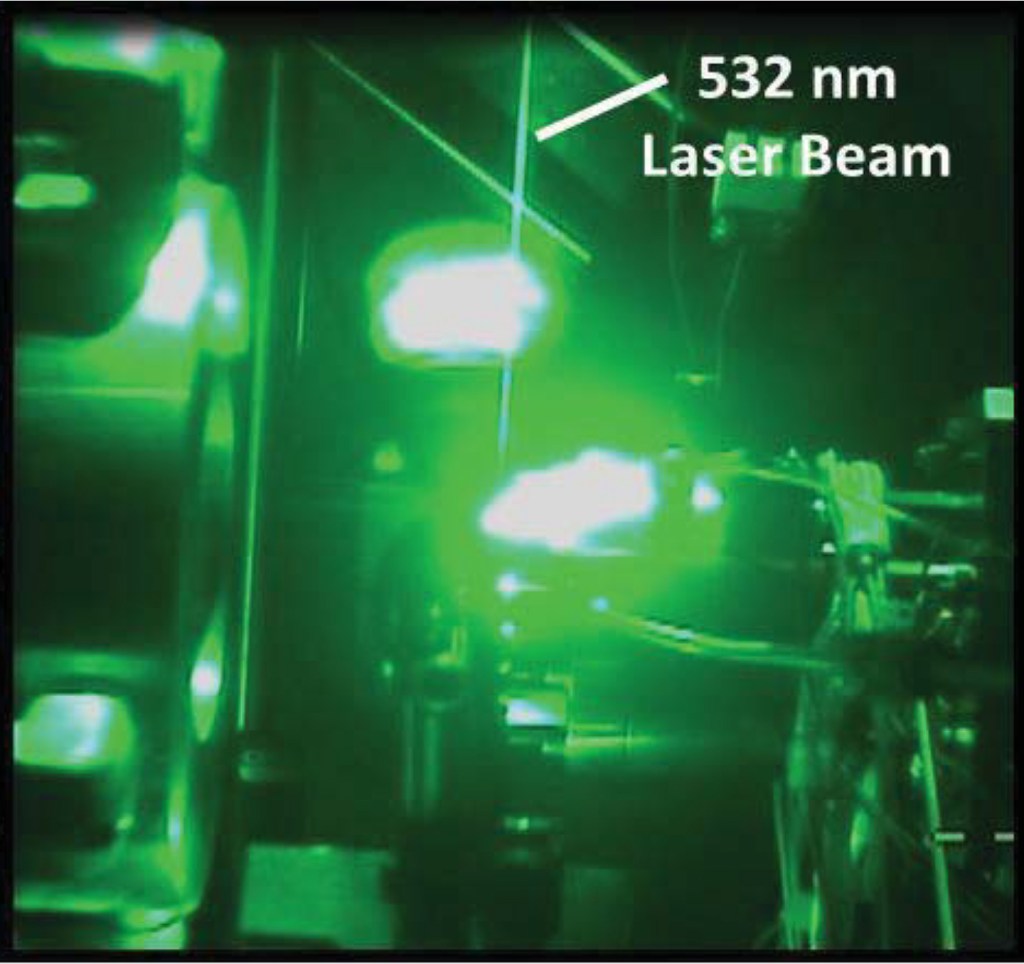 Test hardware in green light.