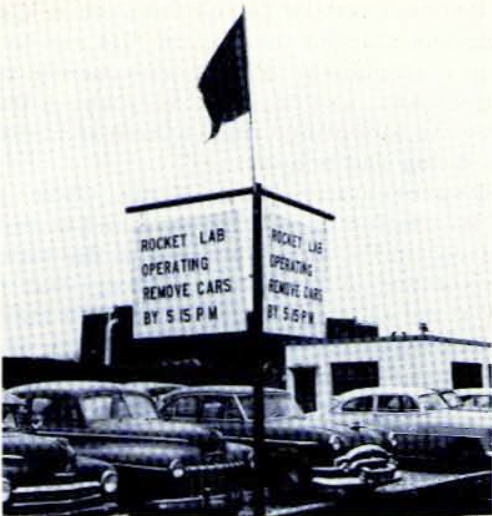 Warning sign and flag.