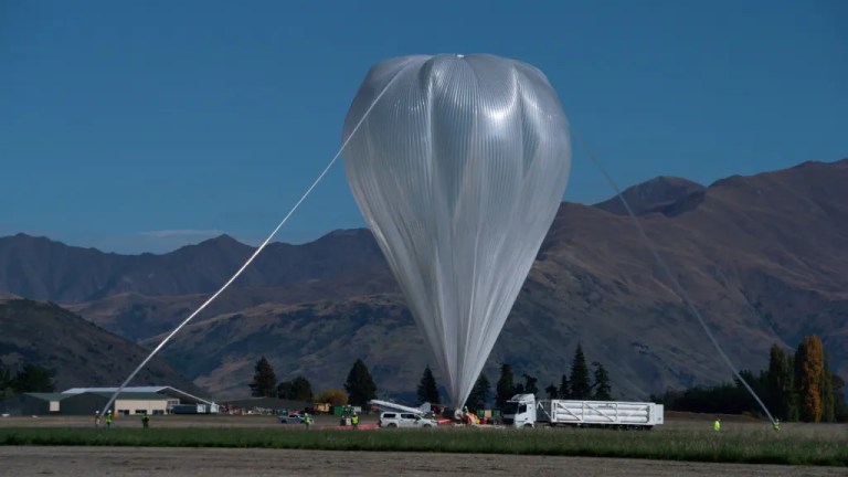 A balloon being inflated in New Zealand.