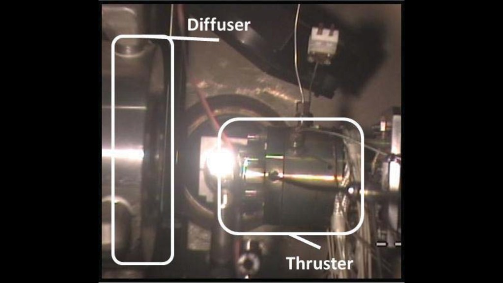 Thruster firing horizontally.