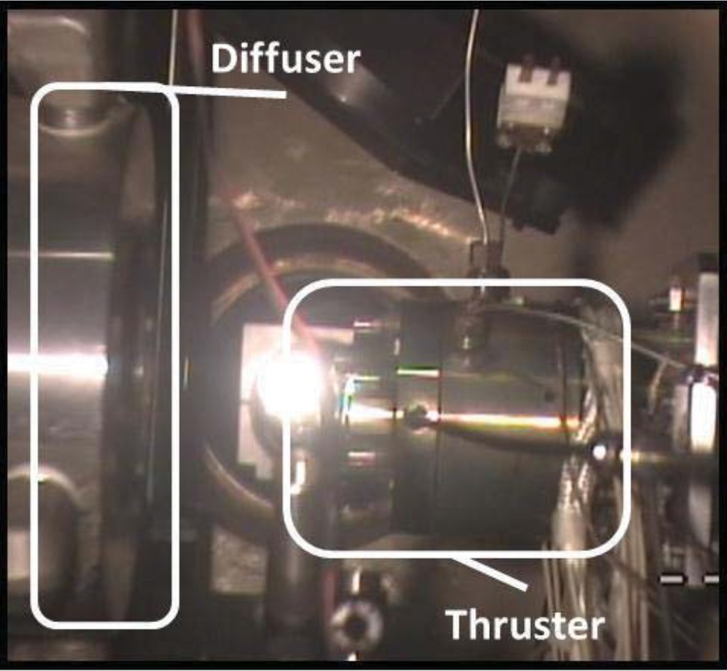 Thruster firing horizontally.