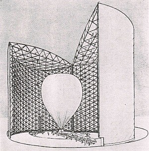 Sketch of a balloon in a launch pad.