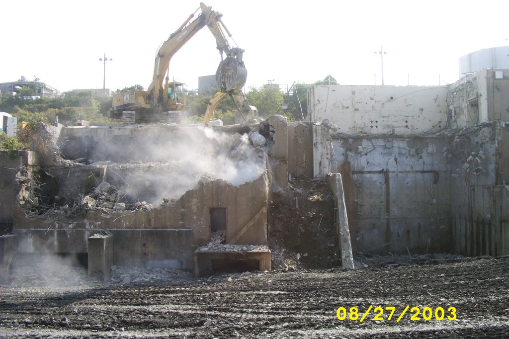 Crane rips apart RETF building.