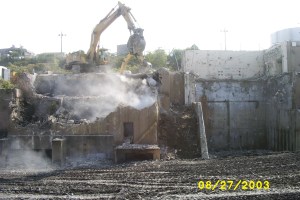 Crane rips apart RETF building.