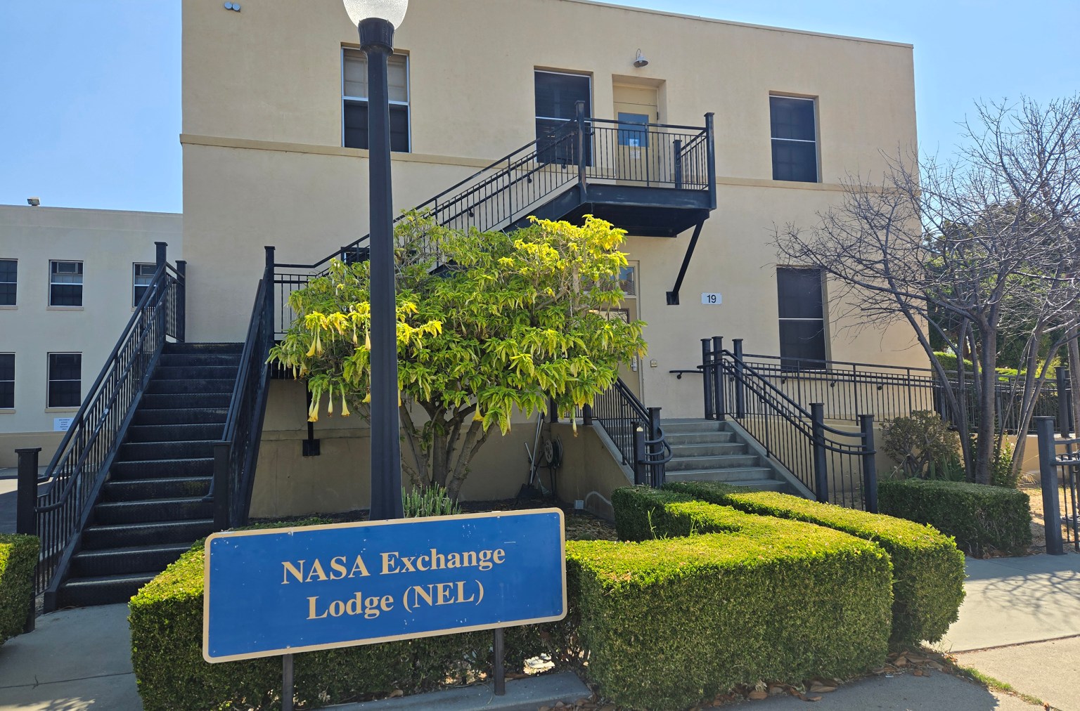 The entrance to Ames on-site lodge