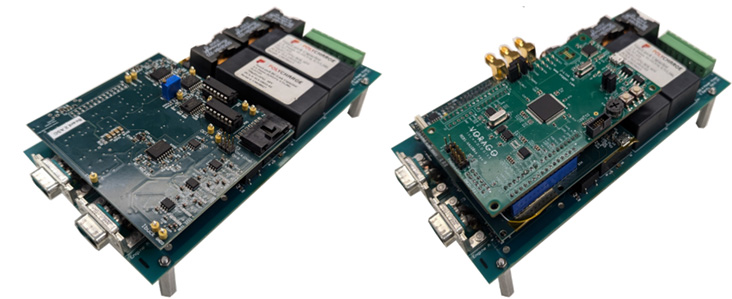 Side-by-side view of NASA’s C-NAC and DiSC Stirling engine controller boards, showing analog and digital control designs.