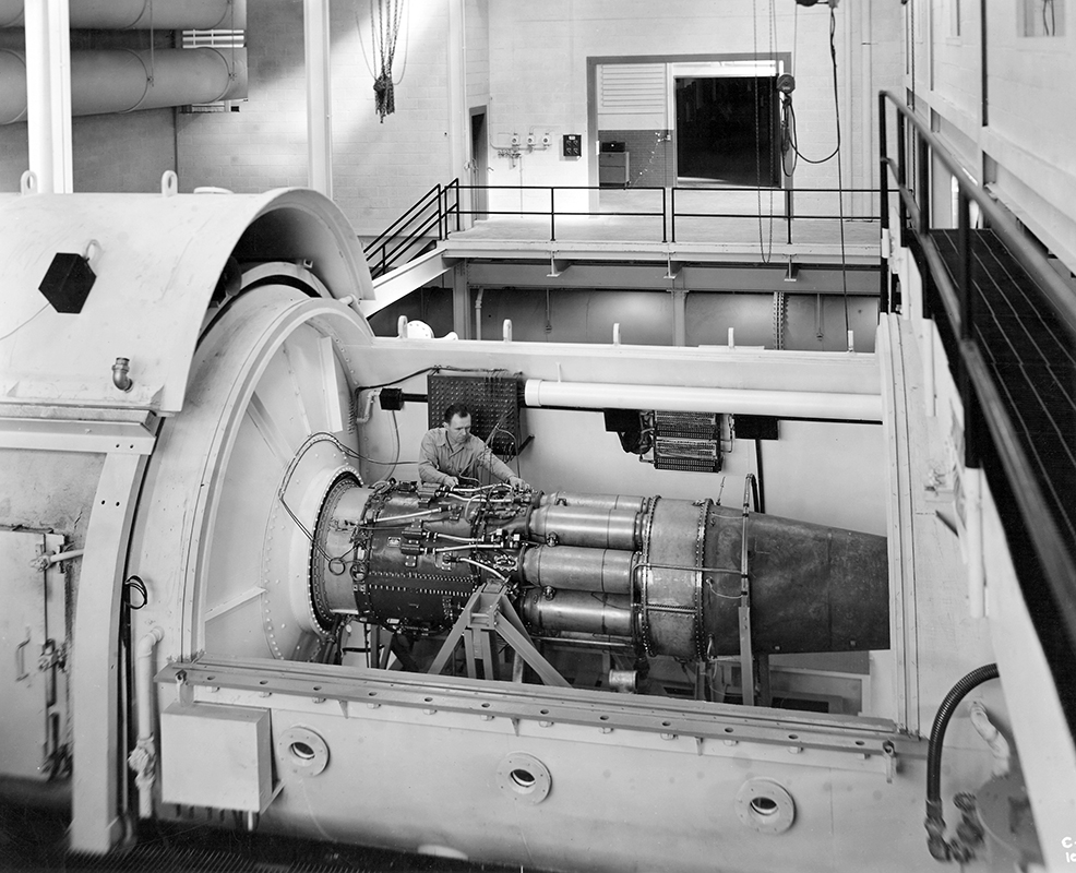 Engine in test cell.