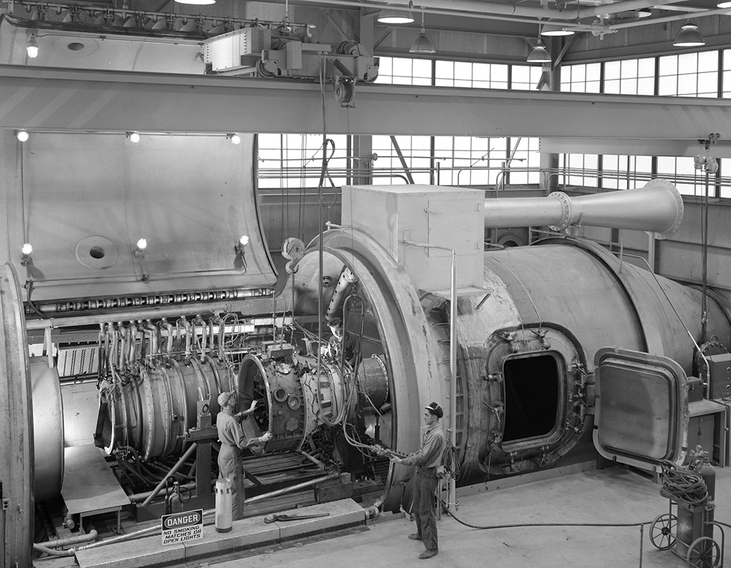 Engine in test cell.