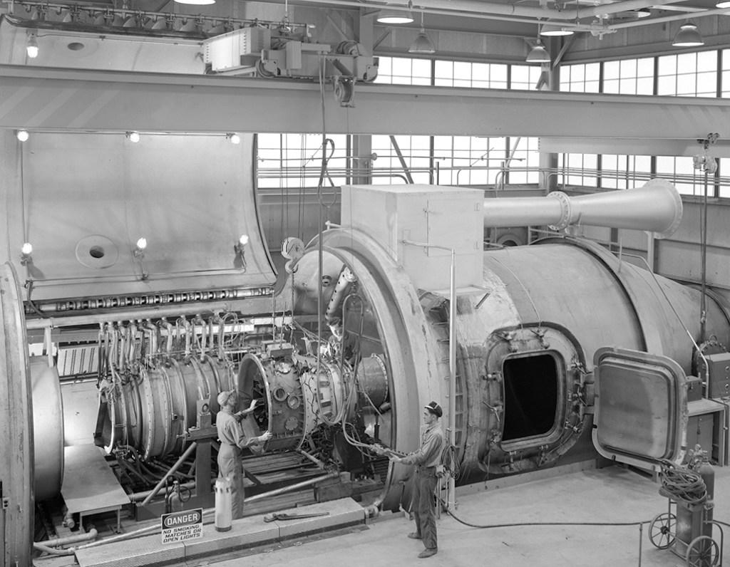 Engine in test cell.