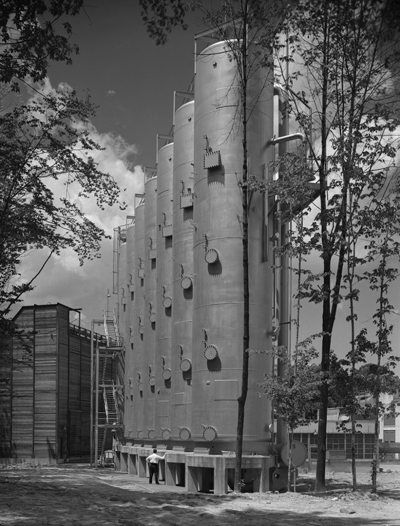Tubular equipment in a row.