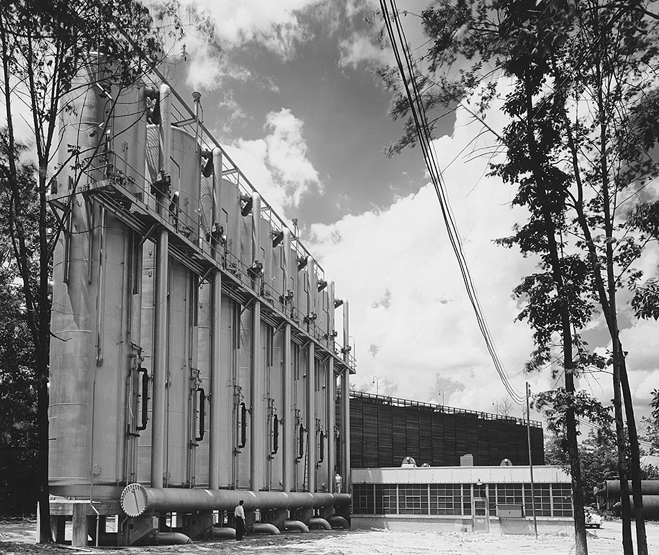 Row of tubular equipment.
