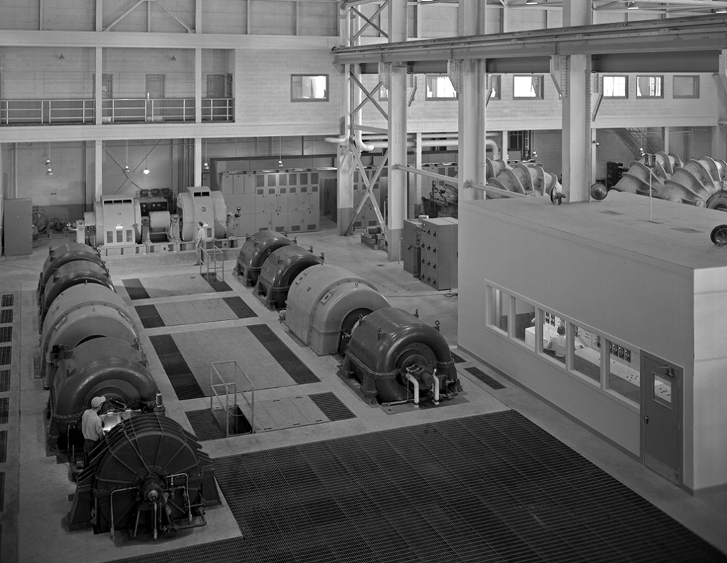 View from above of rows of exhausters.