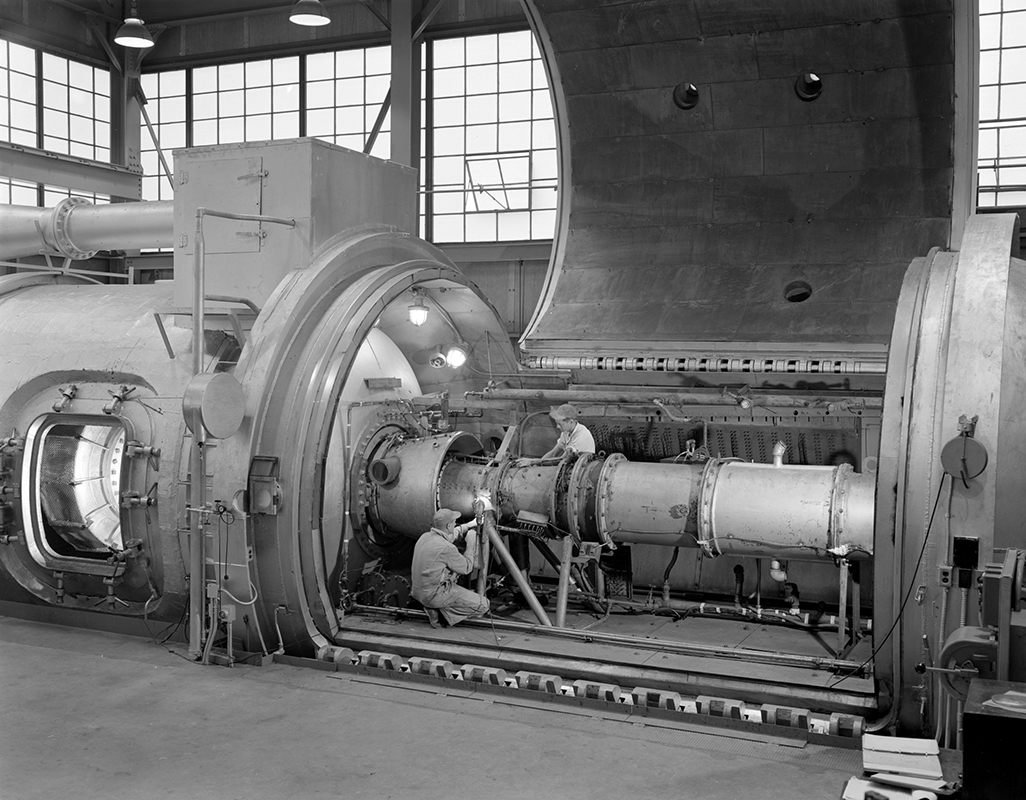 Engine in test cell.