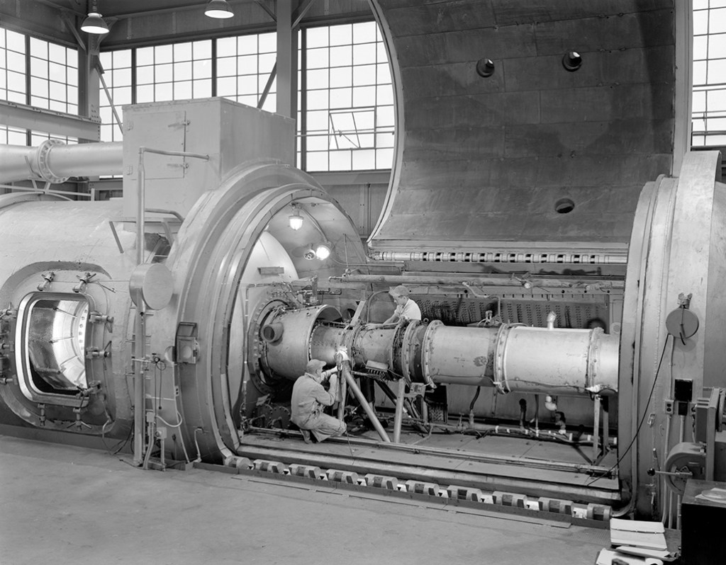Engine in test cell.