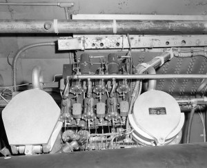 Close-up view of engine control system.