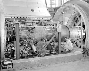 Engine installed in test cell.