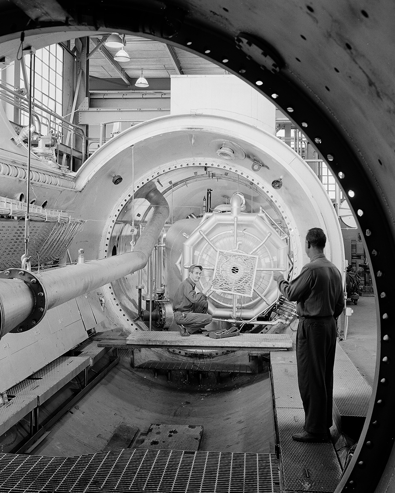 Man standing in test chamber.