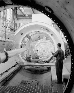 Man standing in test chamber.
