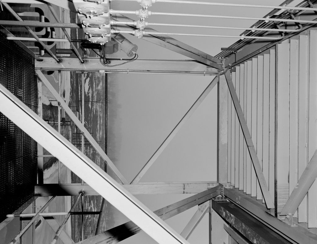 View down inside test stand