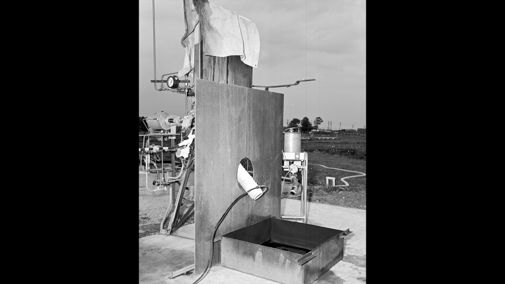 fluorine spill rig outside of the J-5 tank to study the reaction of liquid fluorine with various materials
