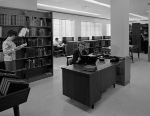 Librarians in library.