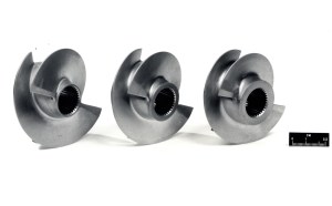 Three turbopump inducers with slightly varied blade angles